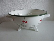 Seiher Sieb alt Email weiß